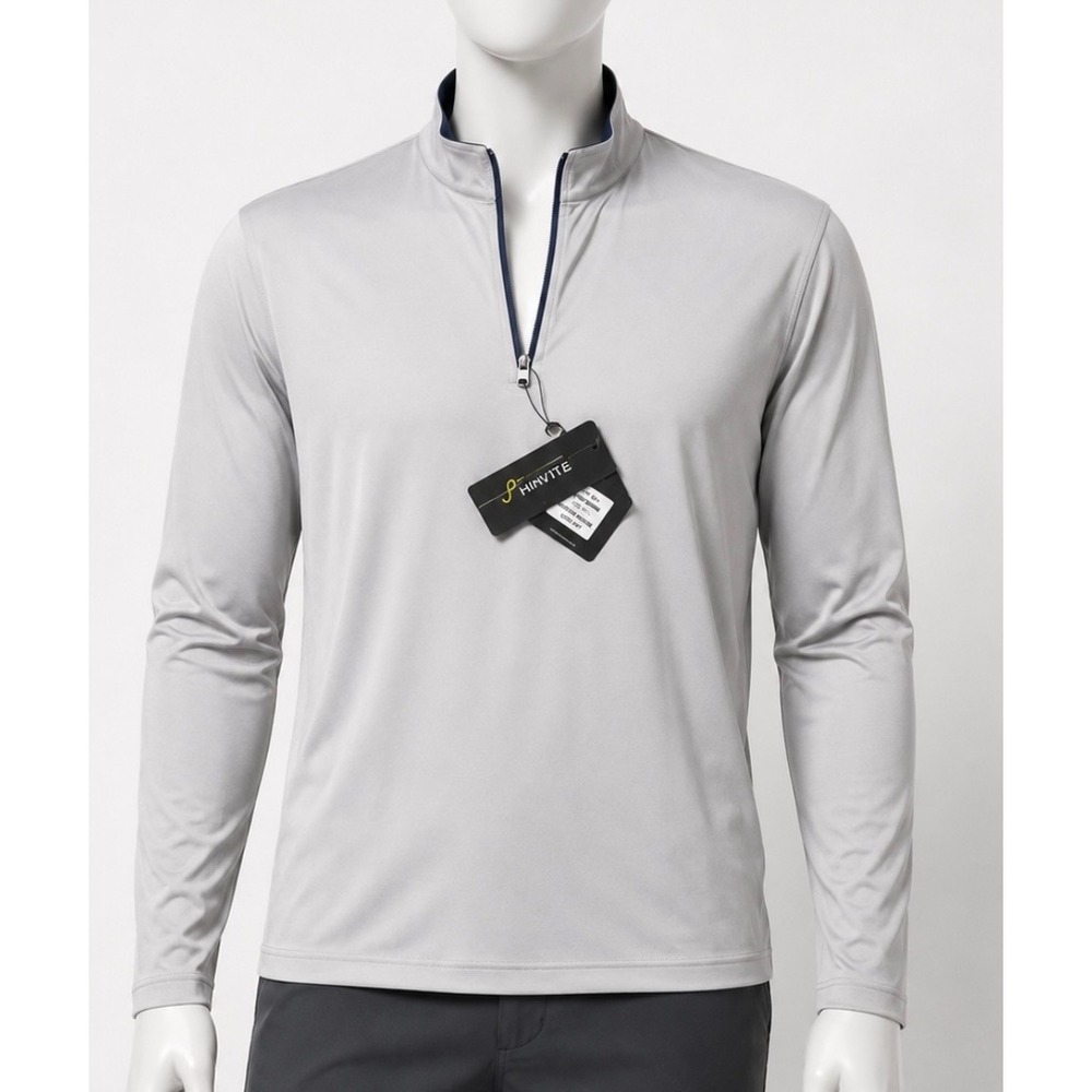 Graham Luxe Golf Shirt Beckett 1/4 Zip Pullover XL Micro Chip Light Gray NWT
